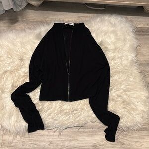 Joan Brown zip crop cardigan sweater top M L